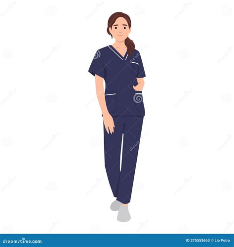 Cartoon Nurse In Scrubs