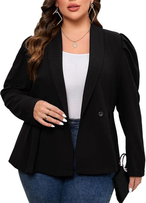 ShopWonder Womens Plus Size Blazers Business Casual Knit Blazer for ...
