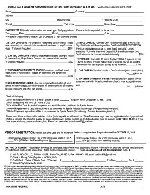 Muscle Car & Corvette Nationals Registration Form - Fill Out, Sign ...