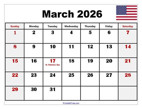 March 2026 Calendar Holidays - Free Printable Calendar