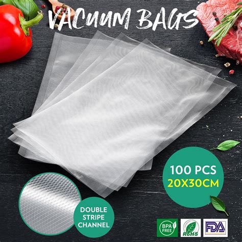 Vacuum Seal Bags 100PCS 20x30CM Pre-cut Food Saver Double Sided Twill ...