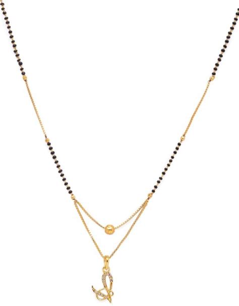 Qyuri Gold V Alphabet Diamond Mangalsutra Brass Mangalsutra Price in ...