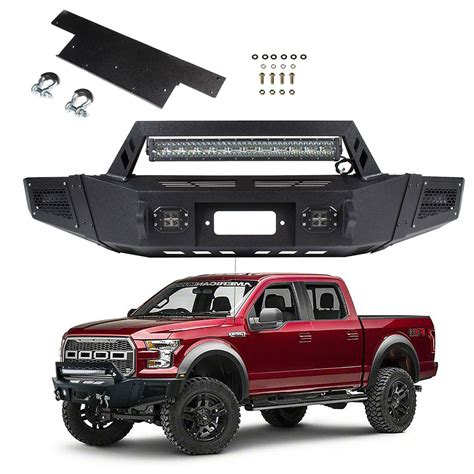 Buy cciyu Front Bumper With Winch Plate Built-In 18W LED Strip Light ...