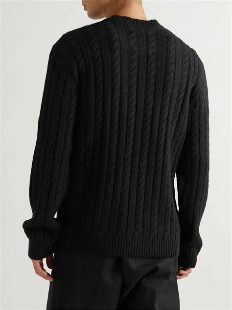 EDWIN - Garment-Washed Cable-Knit Sweater - Black Edwin