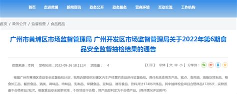 广州市黄埔区市场监督管理局 广州开发区市场监督管理局关于2022年第6期食品安全监督抽检结果的通告--新报观察