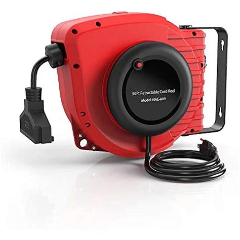Retractable Extension Cord Reel 50FT+45 (15+15M) Electrical Power Cord ...