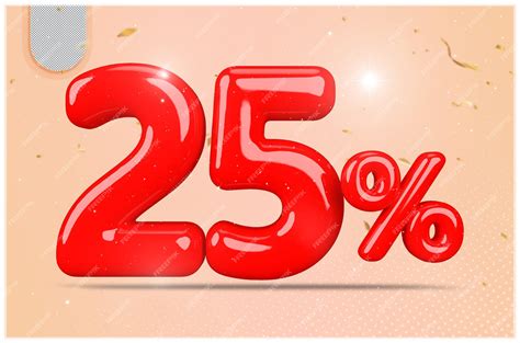 Premium PSD | 25 percentage off sale discount red 3d number promotion