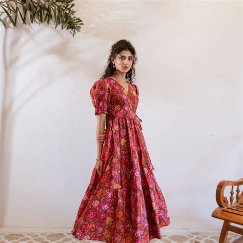 Bagh Wrap Red Dress – rivaajclothing