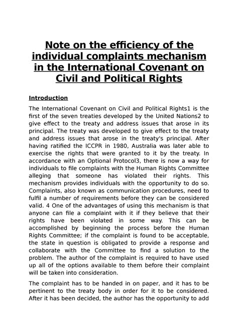 Note on the efficiency of the individual complaints mechanism in the ...