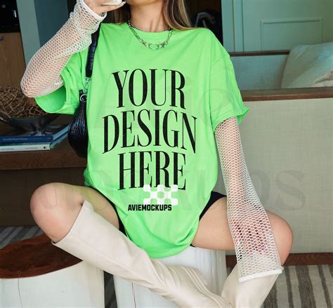 Gildan 5000 Lime Green Tshirt Mockup - G500 Lime Green T-shirt Mock-up ...