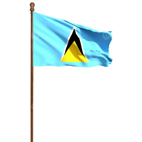 Lucia Clipart Transparent Background, Saint Lucia Flag With Pole, Saint ...