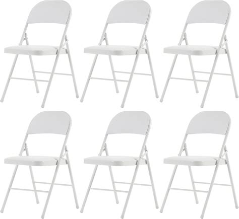 Amazon.com: 6 Pack White Folding Chairs with Padded Cushion and Back ...