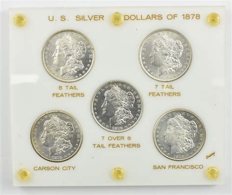 Lot (5) 1878 Morgan Silver Dollars 8TF, 7TF, 7/8TF, CC, S Variety Set ...