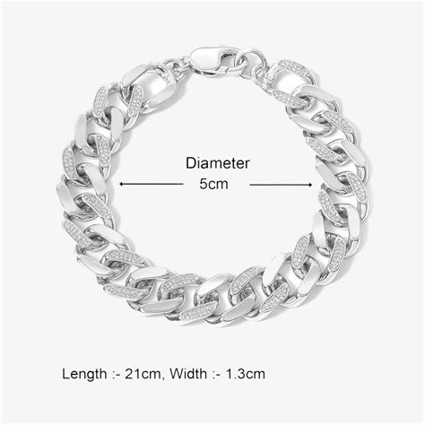 Buy Pure Silver Bracelet Chain for Men with Polished CZ