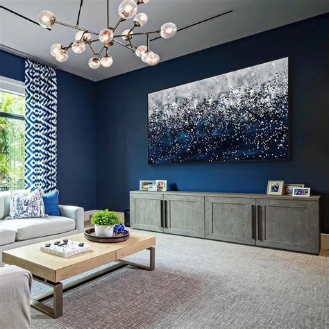 Amazon.com: Navy Blue Canvas Wall Art, Navy Blue and Silver Abstract ...