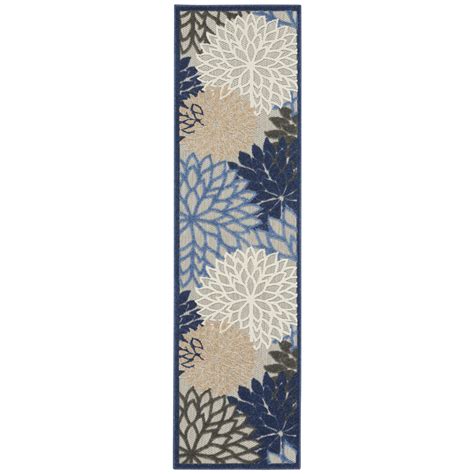 Nourison Aloha Indoor/Outdoor Blue/Multicolor 2'3" x 12' Area Rug ...