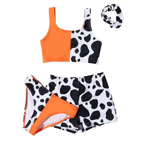 Gyexs Girls Swimsuits Size 10-12 Bathing Suit 3 Piece Cute Cow Print ...