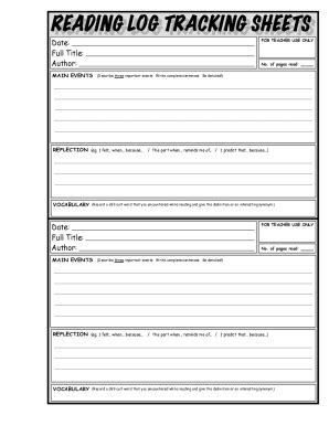 Fillable Online reading log tracking sheet Fax Email Print - pdfFiller