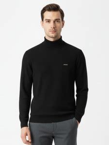 Parcel Yard Solid Turtle Neck Casual Men Black Sweater - Buy Parcel ...