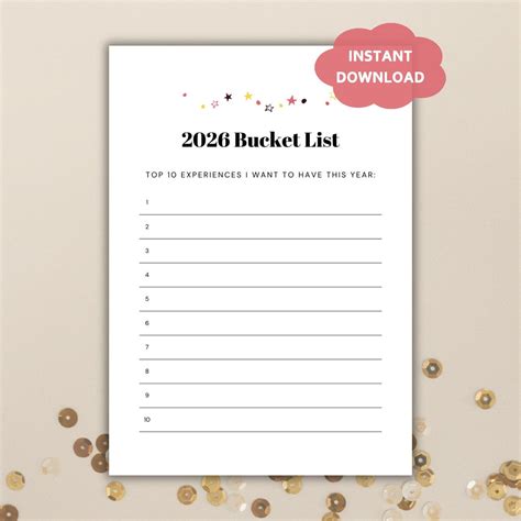 2026 Bucket List Printable PDF Planner, New Year's Resolutions List, Vision Board Goal Setting ...