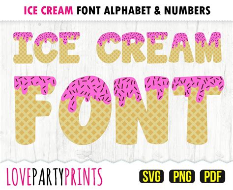 ICE CREAM FONT Svg Png and Pdf Files 300dpi High Quality - Etsy