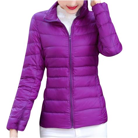 Tuphregyow Women Packable Puffer Jacket Trendy with Travel Stand Collar ...