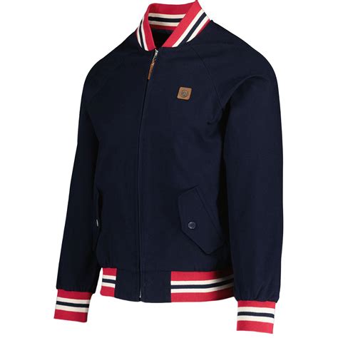 TROJAN RECORDS Red Trim 60s Mod Monkey Jacket in Navy