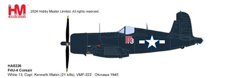 F4U-4 Corsair White 13, Capt. Kenneth Walsh (21 kills), VMF-222 ...
