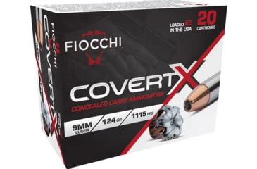 Fiocchi CovertX 9mm Luger 124 Grain Jaketed Hollow Point Brass Cased ...