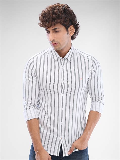 Spykar White Cotton Full Sleeve Shirt For Men