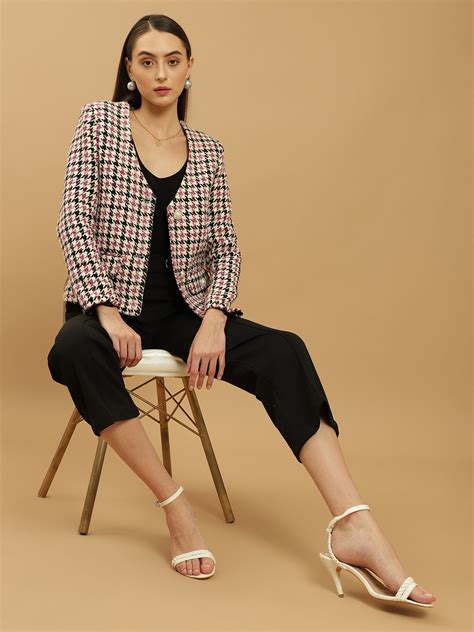 Beatnik Front Open Regular Checkered Womens Blazers – Beatnik India
