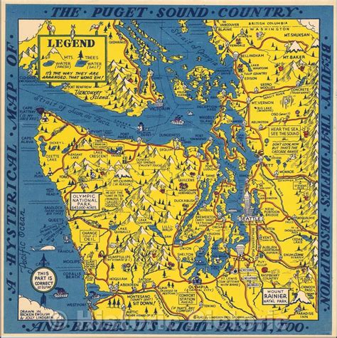 Buy Historic Map - A Hysterical Map of The Puget Sound Country Beauty ...