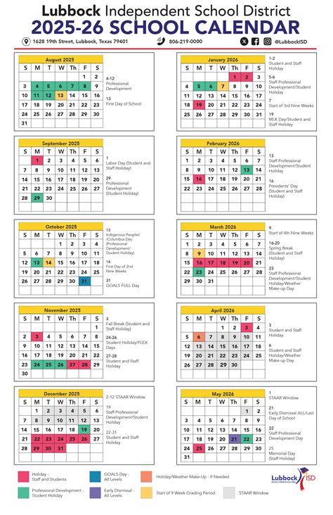 Lubbock ISD 2025-2026 Academic Calendar - Lubbock Metroplex News
