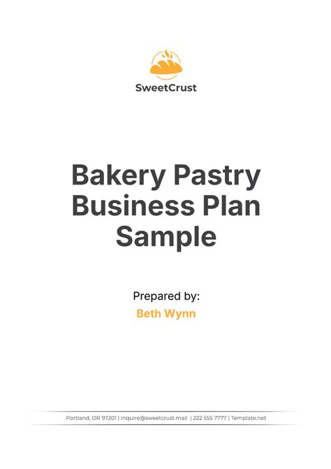 Free Bakery Pastry Business Plan Sample Template to Edit Online