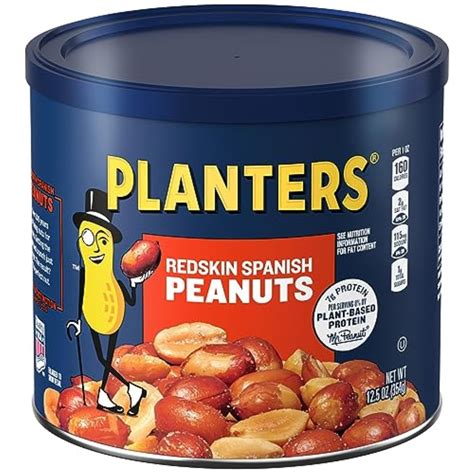 PLANTERS Redskin Spanish Peanuts, Roasted Salted Peanuts, Plant Based ...