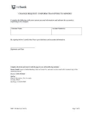 Fillable Online CHANGE REQUEST UNIFORM TRANSFERS TO MINORS Fax Email ...