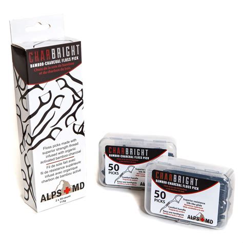 Charbright Charcoal Floss Picks – 2-Pack Of 50 Dental Flossing ...