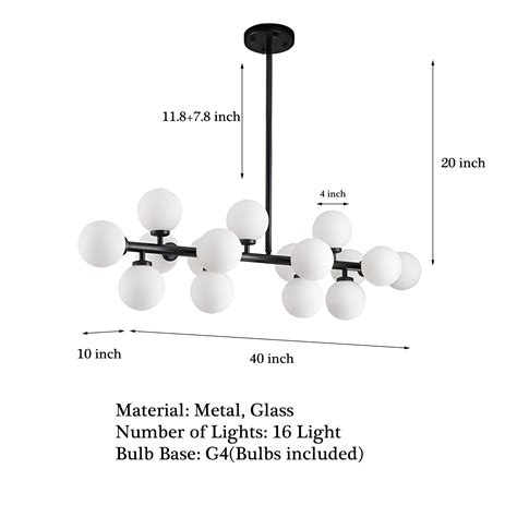 Buy FINE MAKER Modern Sputnik Pendant Light Black Metal with Milky ...