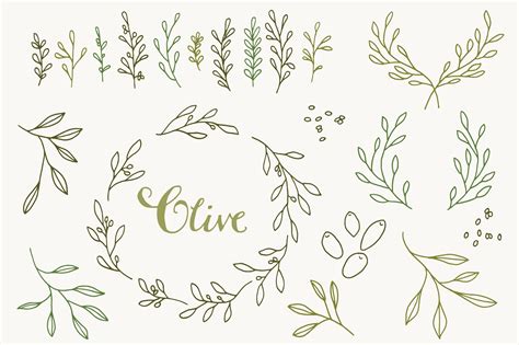 Olive Branch Clip Art & Vectors for Mediterranean Style Weddings