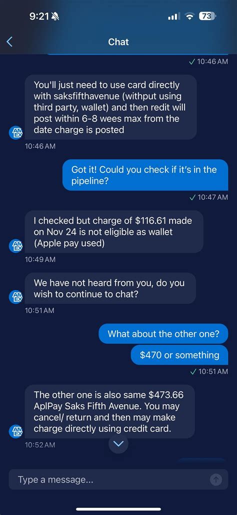 Amex Platinum Saks Credit with Apple Pay - don’t let the rep fool you ...