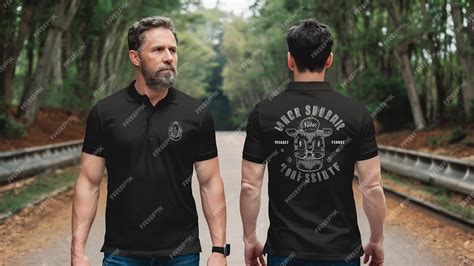 Premium Photo | Mens black polo shirt template front and back