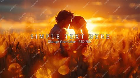 Silhouettes of Love at Sunset in a Wheat Field | Premium AI-generated PSD - silhouette of love