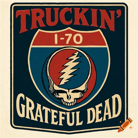 Grateful Dead Truckin' I-70 logo on Craiyon