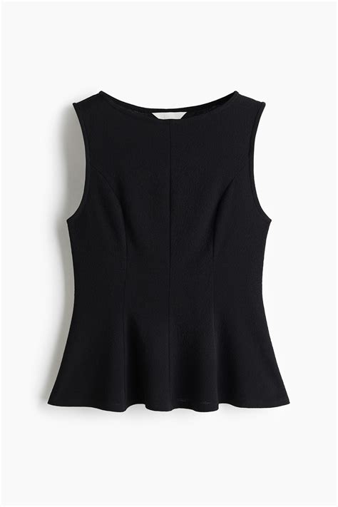 Sleeveless peplum top - Black - Ladies | H&M IN