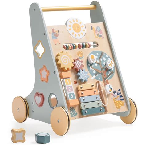 Amazon.com: ROBUD Wooden Baby Walker, Baby Push Walker with Activity ...