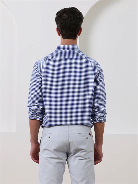 Buy Blue Regular Fit Checked Casual Cotton Shirt for Men (LENA)