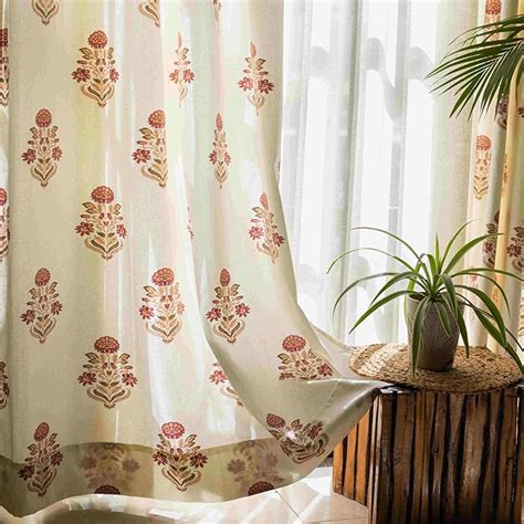 Buy Urban Space Flowers 100% Cotton Curtains for Door, 60-65% Light ...