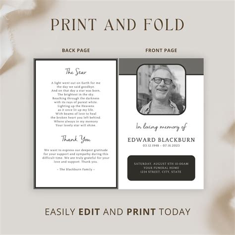 Image result for Male Funeral Program