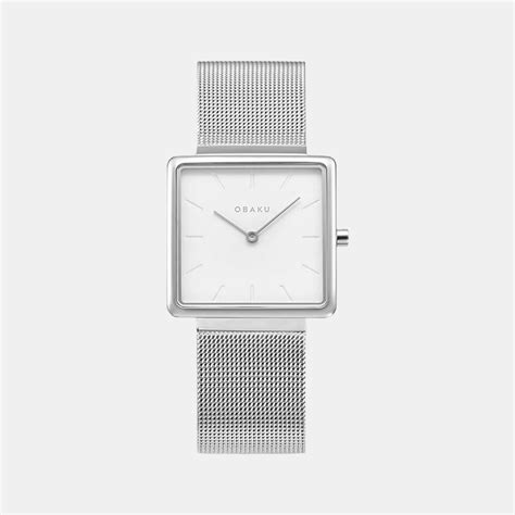 Obaku Kvadrat Women Quartz White Dial Analog Stainless Steel Watch ...