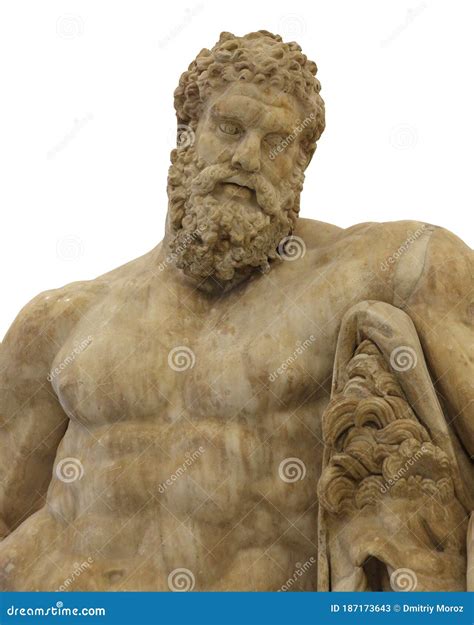 Statue Of Heracles Fighting With A Giant Snake Isolated On White ...